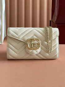 GG original calfskin marmont wallet on chain 837745 white