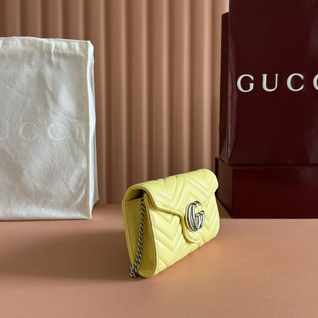 GG original calfskin marmont wallet on chain 837745 yellow