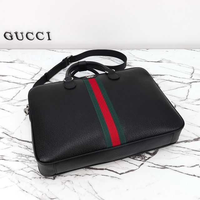 GG original calfskin ophidia large briefcase 834461 black