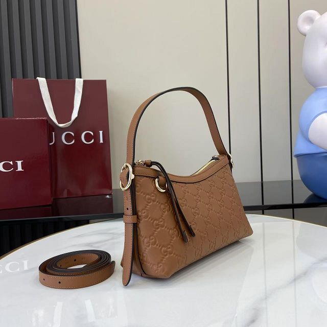 GG original calfskin emblem small shoulder bag 847450 brown