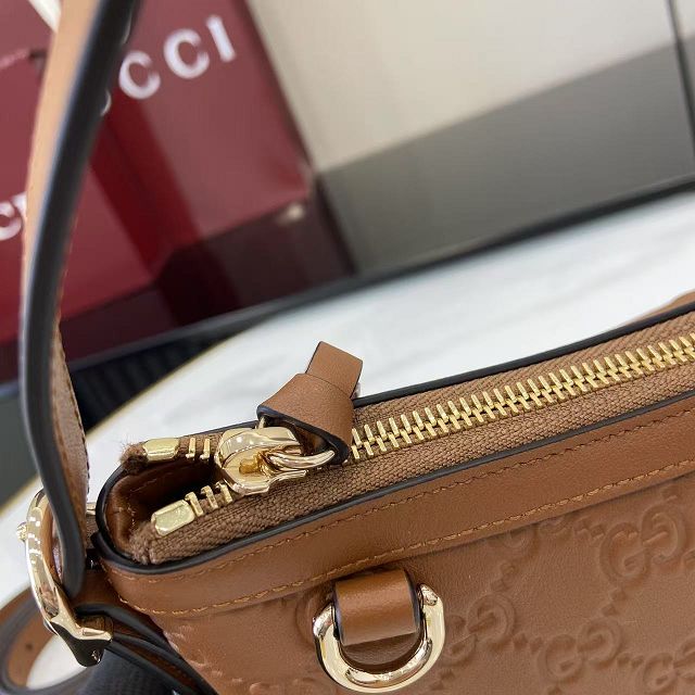 GG original calfskin emblem small shoulder bag 847450 brown