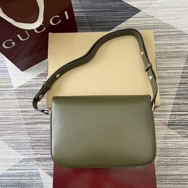 GG original calfskin 1955 horsebit shoulder bag 815178 green