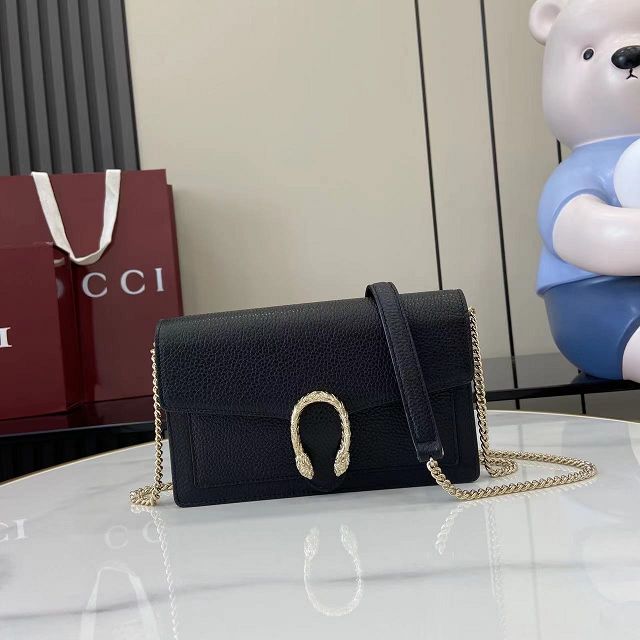 GG original calfskin dionysus wallet on chain 837373 black