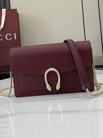 GG original calfskin dionysus wallet on chain 837373 bordeaux