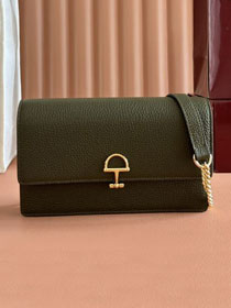 GG original calfskin softbit wallet on chain 837373-2 green