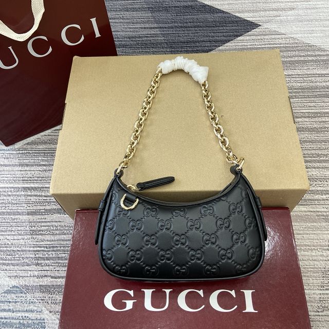 GG original calfskin emblem small shoulder bag 847091 black