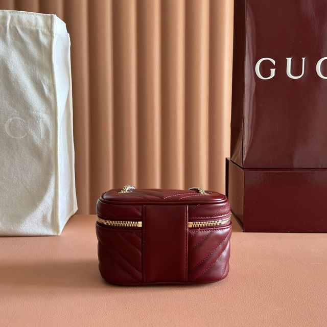 GG original calfskin marmont nano vanity bag 837455 bordeaux