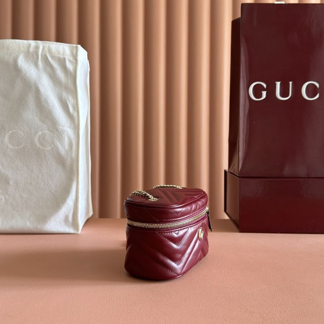 GG original calfskin marmont nano vanity bag 837455 bordeaux
