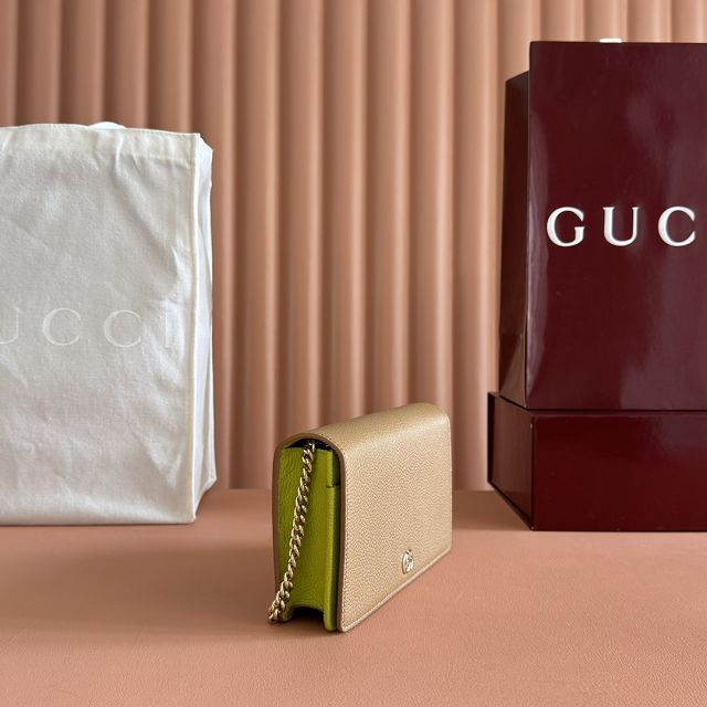 GG original calfskin marmont wallet on chain 497985 brown