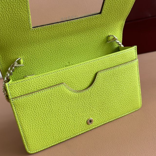 GG original calfskin marmont wallet on chain 497985 brown