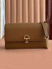 GG original calfskin softbit wallet on chain 837373-2 brown