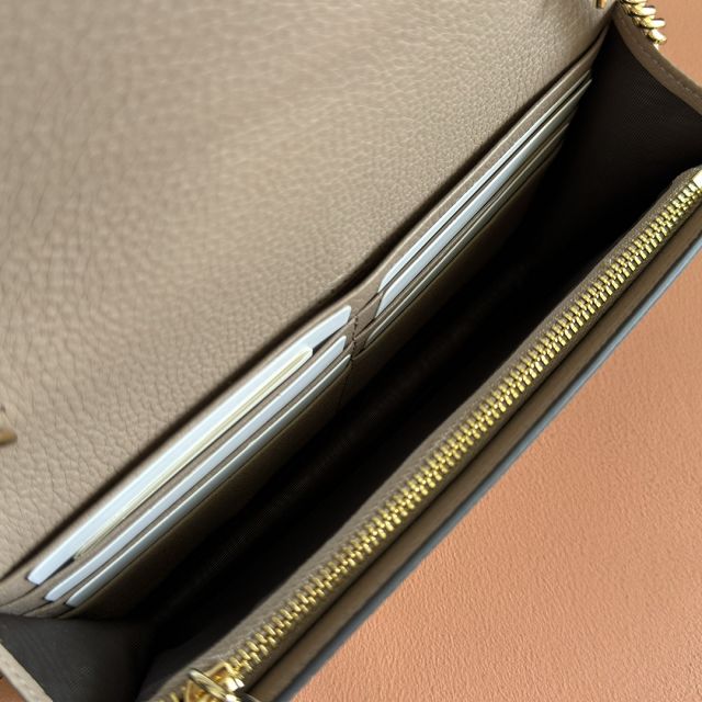 GG original calfskin softbit wallet on chain 837373-2 grey