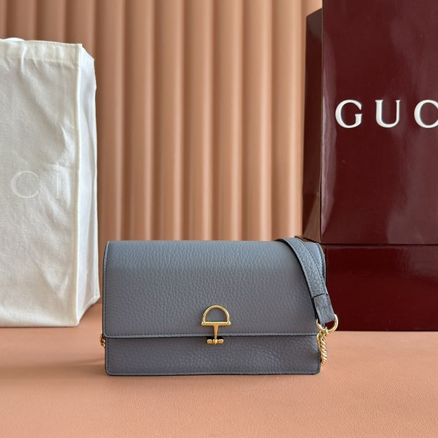 GG original calfskin softbit wallet on chain 837373-2 light blue