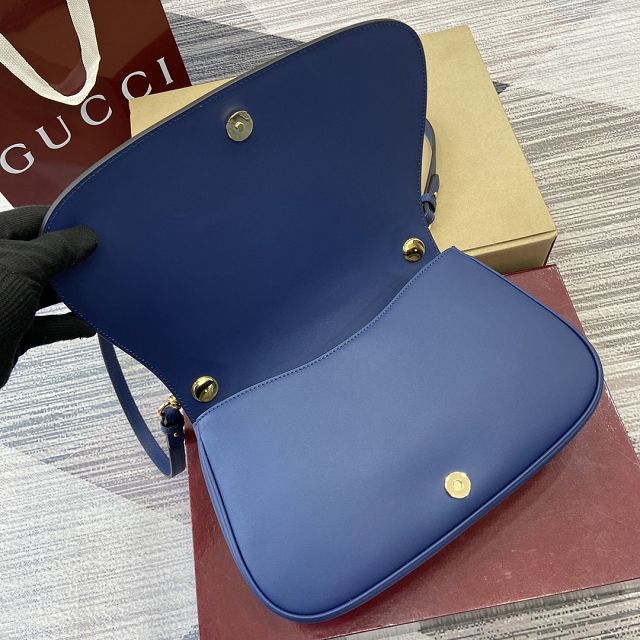 GG original calfskin blondie large top handle bag 815716 blue