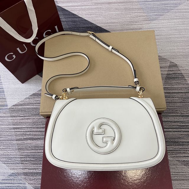 GG original calfskin blondie large top handle bag 815716 white