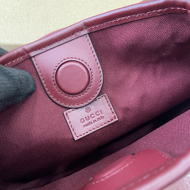 GG original calfskin emblem nano bucket bag 847090 bordeaux