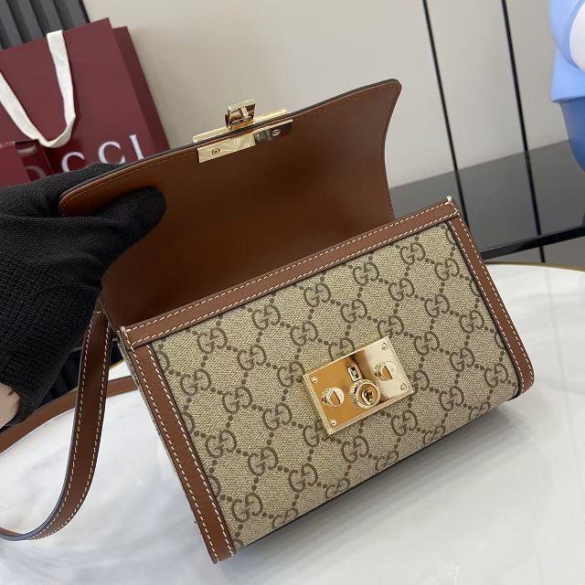 GG original fabric padlock small top handle bag 838999 brown
