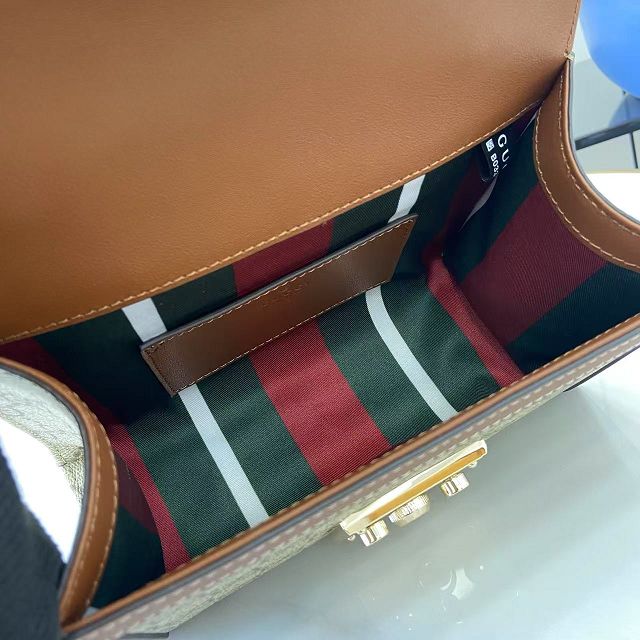 GG original fabric padlock small top handle bag 838999 brown