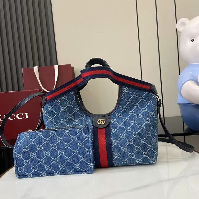 GG original denim giglio small tote bag 860845 blue