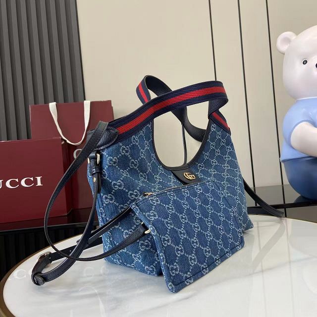 GG original denim giglio small tote bag 860845 blue