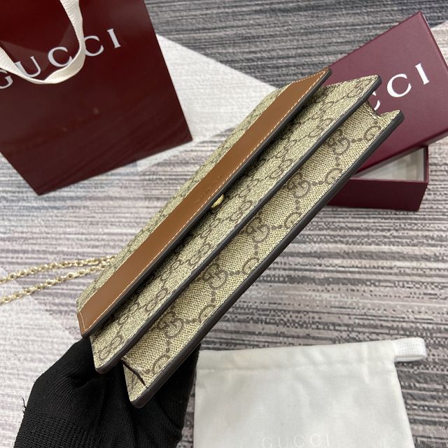 GG original fabric emblem wallet on chain 838151 brown