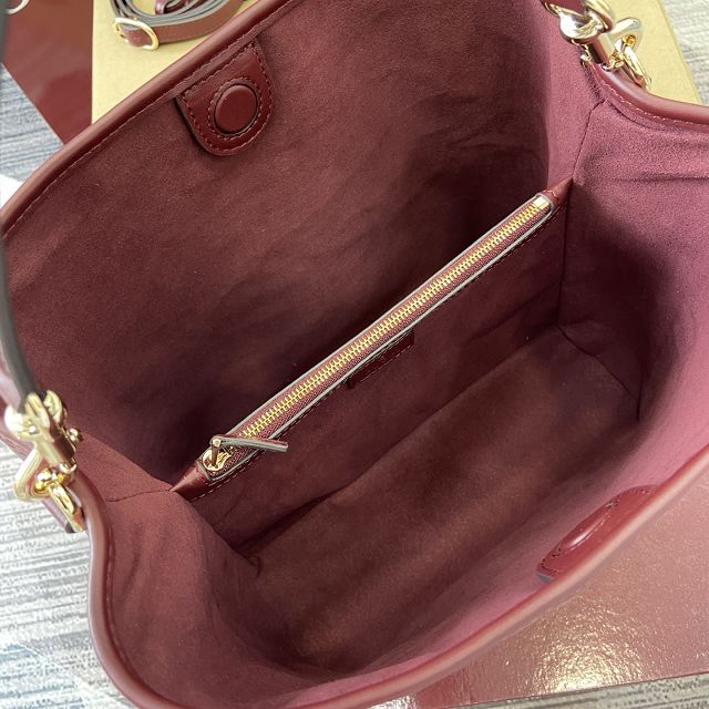 GG original calfskin emblem medium bucket bag 815103 bordeaux