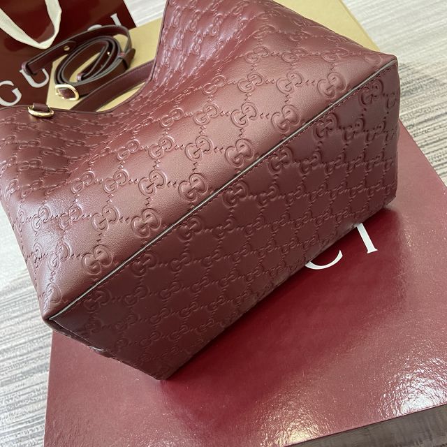 GG original calfskin emblem medium bucket bag 815103 bordeaux