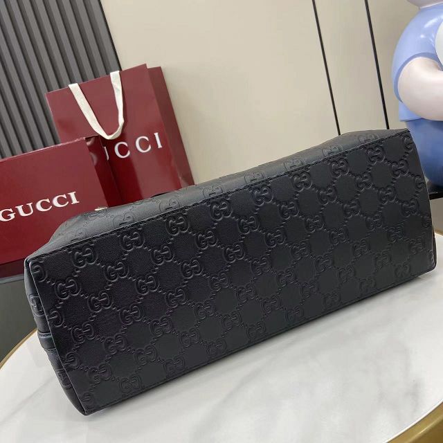 GG original calfskin emblem medium tote bag 815213 black