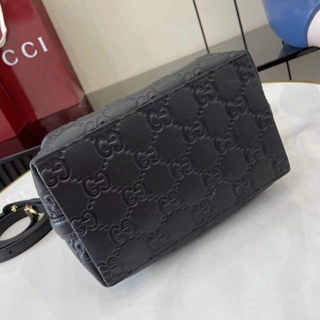 GG original calfskin emblem mini bucket bag 815118 black