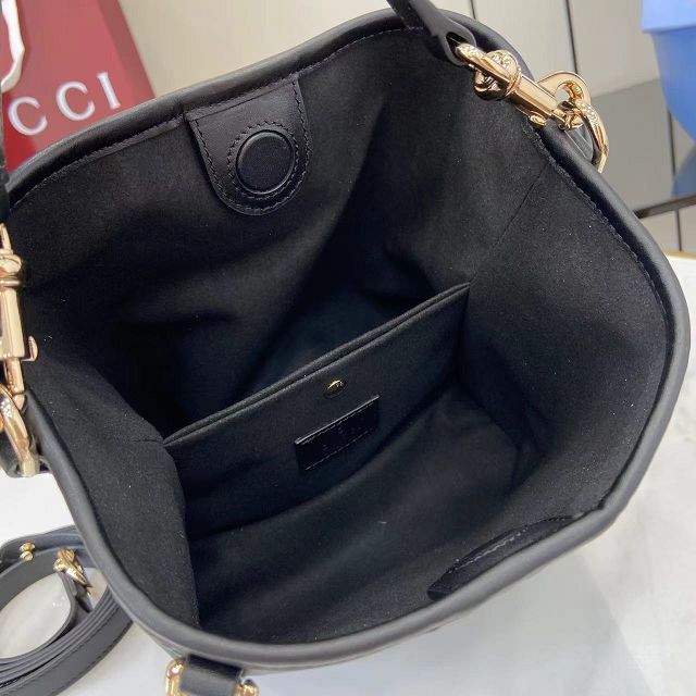 GG original calfskin emblem mini bucket bag 815118 black