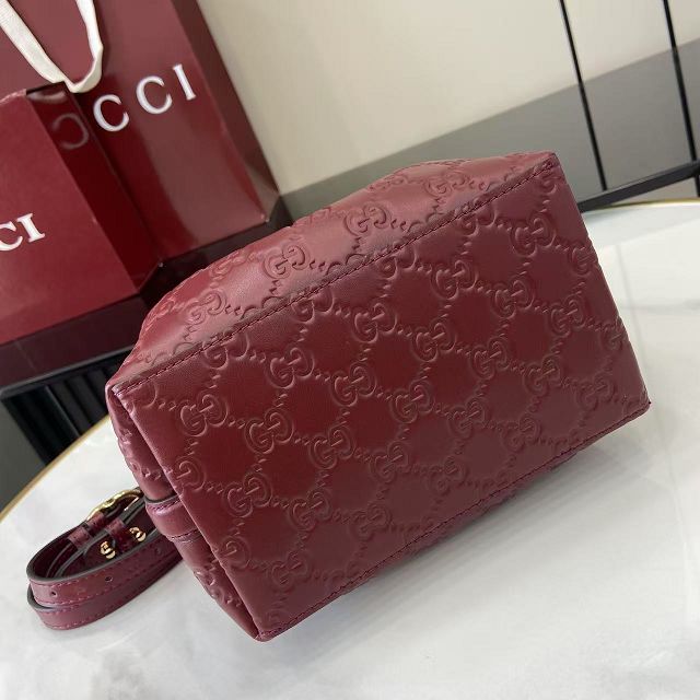 GG original calfskin emblem mini bucket bag 815118 bordeaux