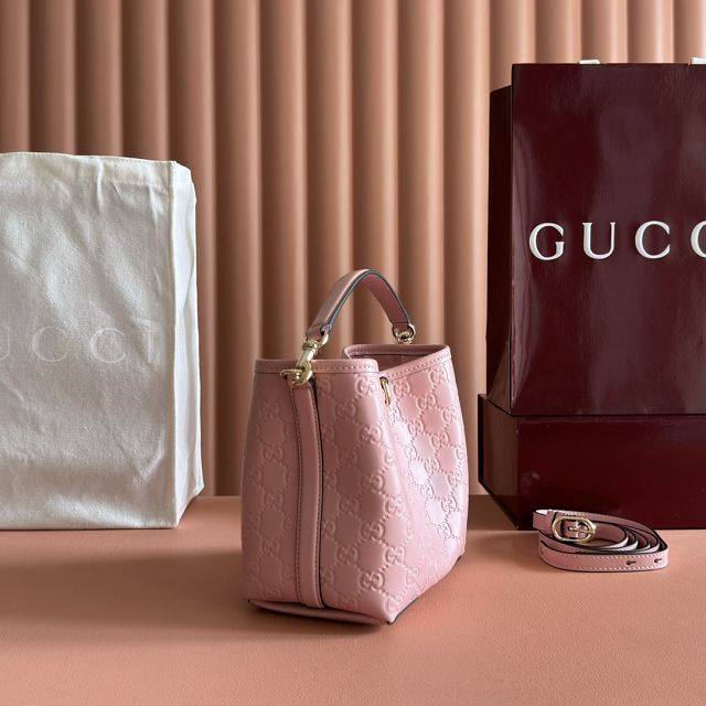 GG original calfskin emblem mini bucket bag 815118 pink