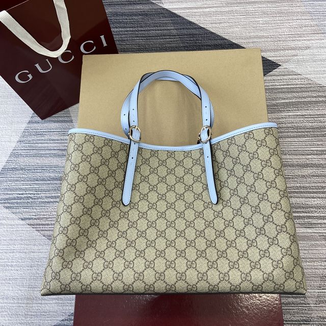 GG original canvas emblem medium tote bag 815213 blue