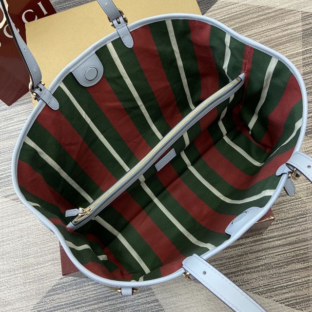 GG original canvas emblem medium tote bag 815213 blue