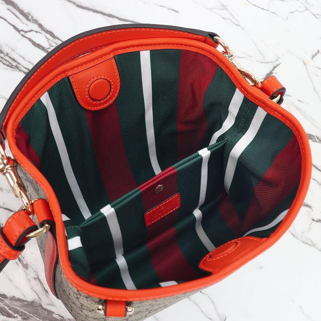 GG original fabric emblem mini bucket bag 815118 orange