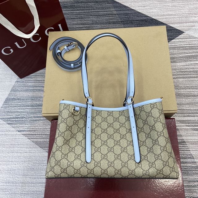 GG original fabric emblem small tote bag 815214 blue