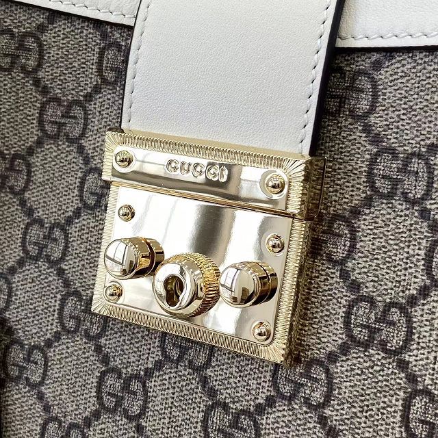 GG original fabric padlock medium top handle bag 838992 white