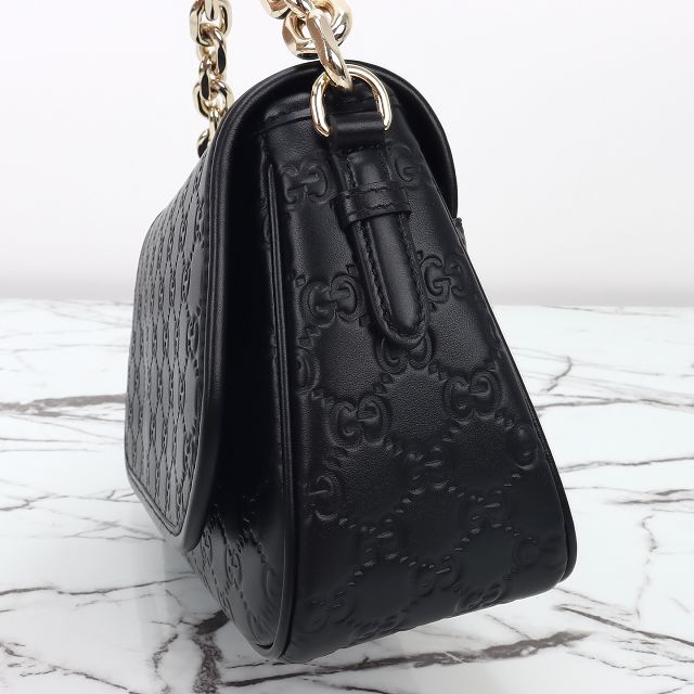 GG original calfskin emblem medium shoulder bag 848882 black