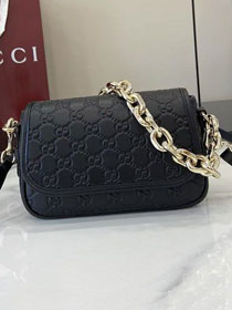 GG original calfskin emblem small shoulder bag 847448 black