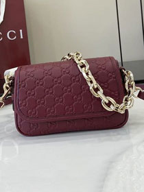 GG original calfskin emblem small shoulder bag 847448 bordeaux