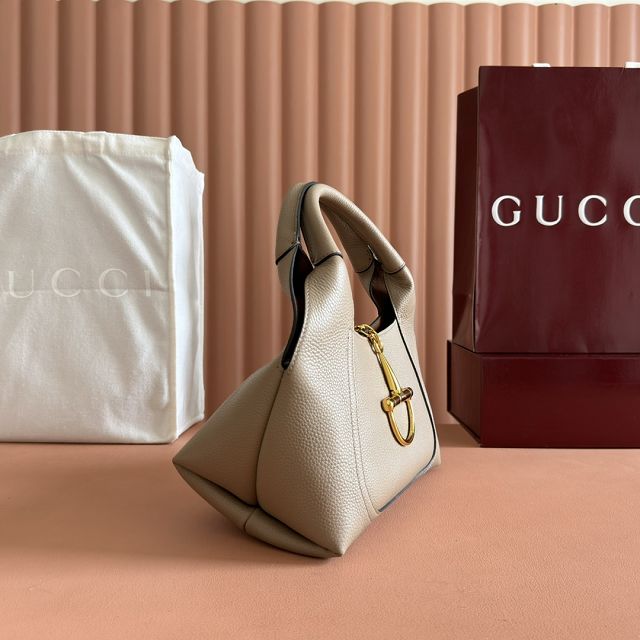 GG original calfskin softbit medium top handle bag 837467 taupe