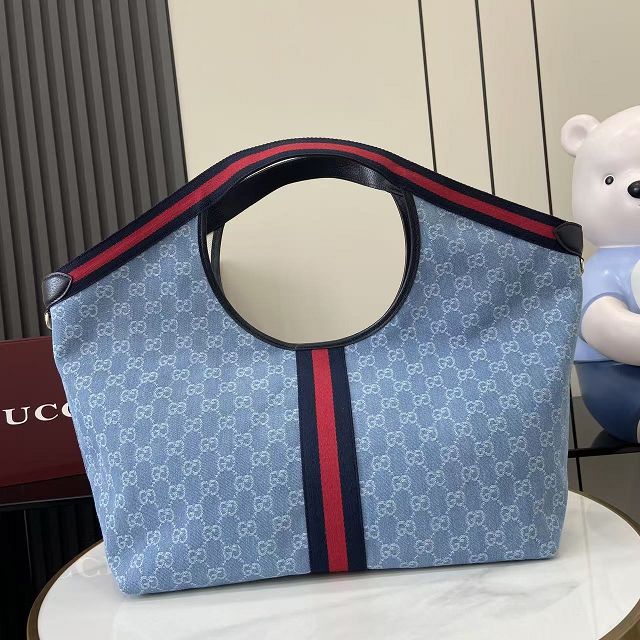 GG original denim giglio large tote bag 853971 blue