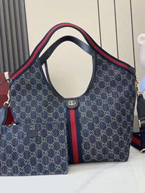 GG original denim giglio medium tote bag 853972 dark blue