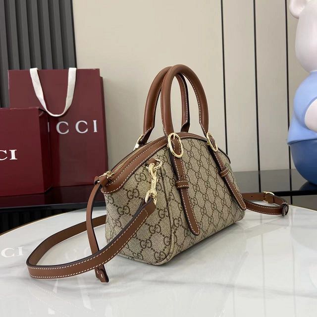 GG original fabric emblem small top handle bag 839005 brown