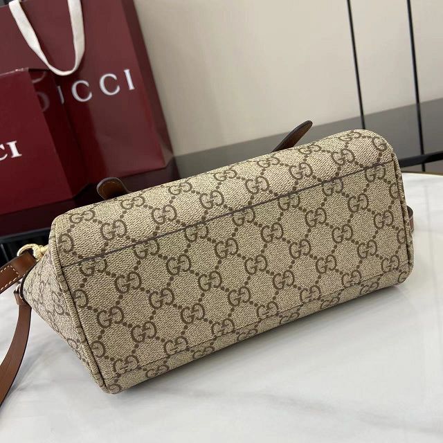 GG original fabric emblem small top handle bag 839005 brown