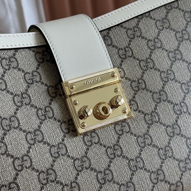 GG original fabric padlock large top handle bag 838991 white