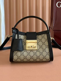 GG original fabric padlock small top handle bag 841653 black