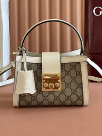 GG original fabric padlock small top handle bag 841653 white