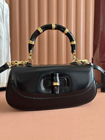 GG original calfskin bamboo diva medium bag 827750 black