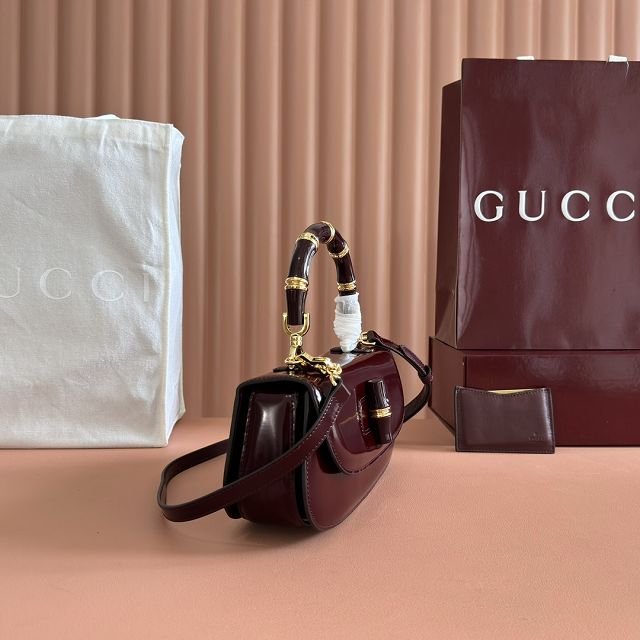 GG original calfskin bamboo diva medium bag 827750 bordeaux
